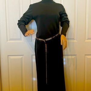 L.K.C for Country Wear olive green belted maxi sweater knit dress M